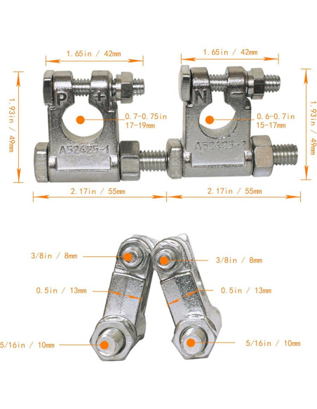 Conectores de Batería DLronwey 28 Piezas 2 Gauge 9.53 mm
