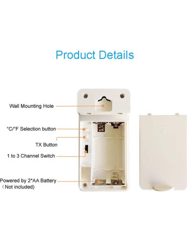 Termómetro Inalámbrico SMARTRO SC31B con Sensor Remoto 60m