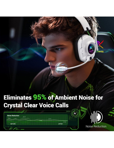 Auriculares Inalámbricos Krysenix para Juegos 50mm RGB