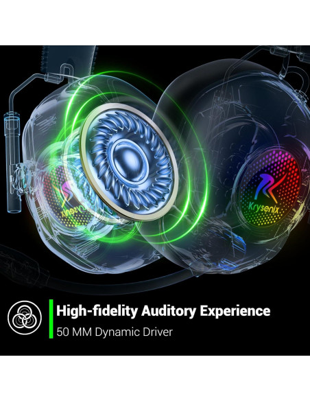 Auriculares Inalámbricos Krysenix para Juegos 50mm RGB