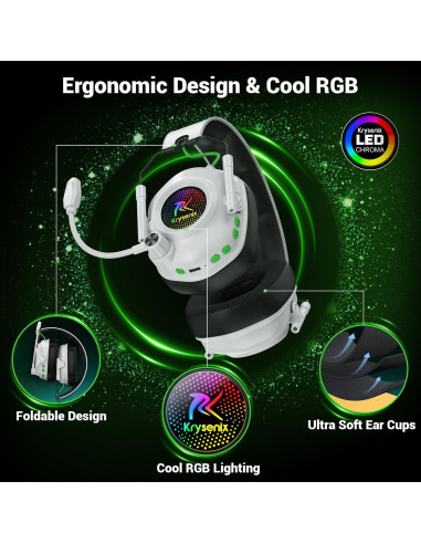 Auriculares Inalámbricos Krysenix para Juegos 50mm RGB
