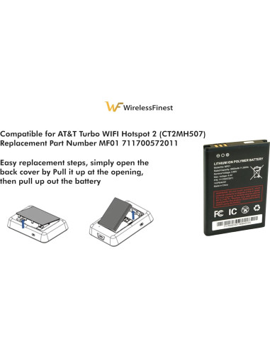 Batería de Reemplazo MF01 para AT&T Turbo Hotspot 2 3000mAh
