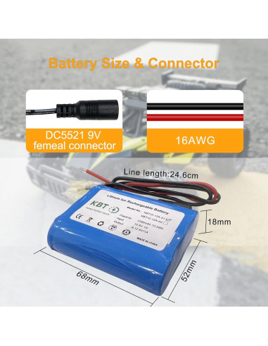 Batería de Litio Recargable 12V 1200mAh KBT con Cargador