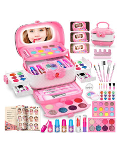Kit de Maquillaje Rosa para Niñas - 58 Piezas con Espejo