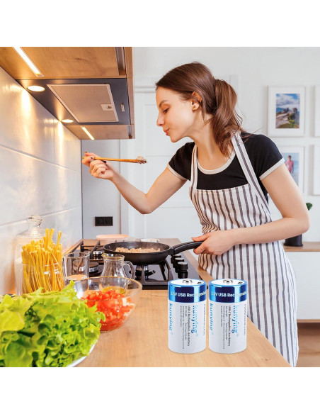 Paquete de 4 Baterías Recargables D 7500mAh Kunying con USB-C