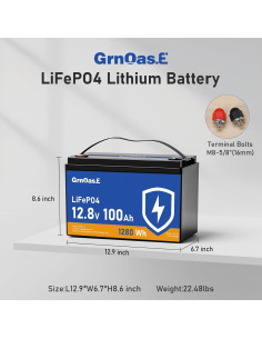 Batería de Litio 12V 100Ah GrnOas.E con BMS y Protección 2