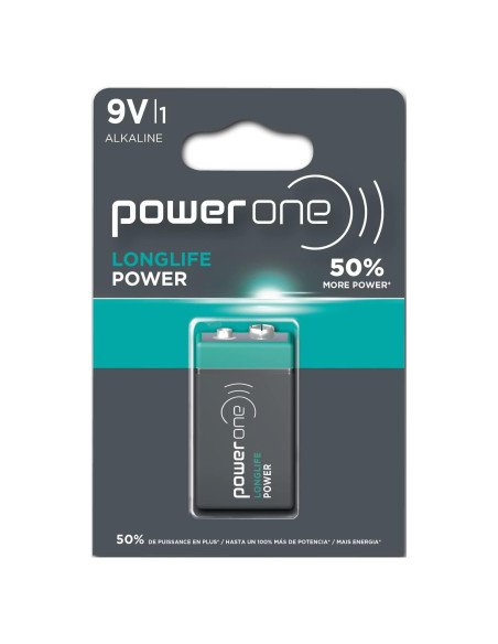 Batería Alcalina 9V Power One LONGLIFE - 1 Unidad