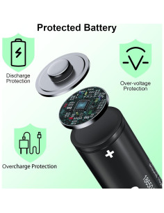 Batería Recargable 18650 9900mAh PAOWANG Pack de 4 2