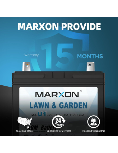 Batería AGM 12V 360CCA MARXON U1 para Cortacésped y Tractores