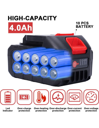 Batería de Litio 21V 4.0Ah con Cargador y LED SHINTYOOL