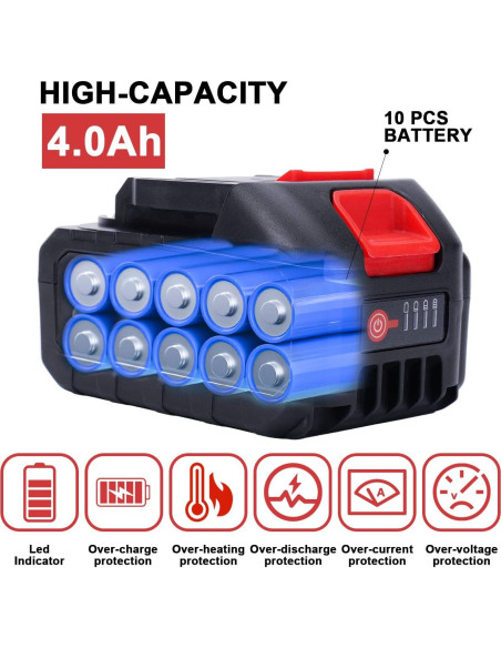 Batería de Litio 21V 4.0Ah con Cargador y LED SHINTYOOL