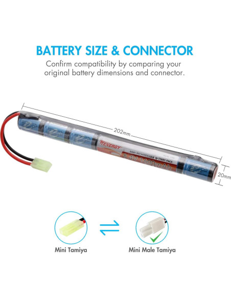 Batería Tenergy 8.4V 1600mAh NiMH + Cargador Mini Tamiya