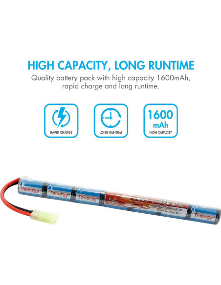 Batería Tenergy 8.4V 1600mAh NiMH + Cargador Mini Tamiya