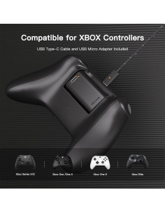 Paquete de 2 Baterías Recargables Xbox afbptek 1400mAh Carga Rápida 2