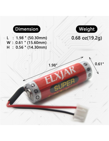 Batería de Litio ER6C 3.6V 1800mAh elxjar - Paquete de 5
