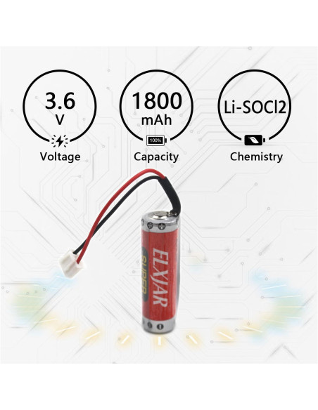 Batería de Litio ER6C 3.6V 1800mAh elxjar - Paquete de 5