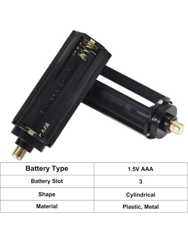 10pcs Soporte de Batería Cilíndrica Negra para 3 Baterías AAA