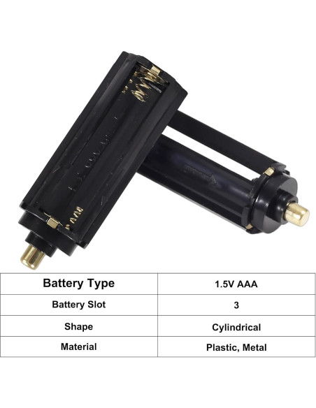 10pcs Soporte de Batería Cilíndrica Negra para 3 Baterías AAA