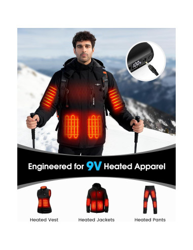 Chaleco Calentado WASOTO 16000mAh 9V con Pantalla LED