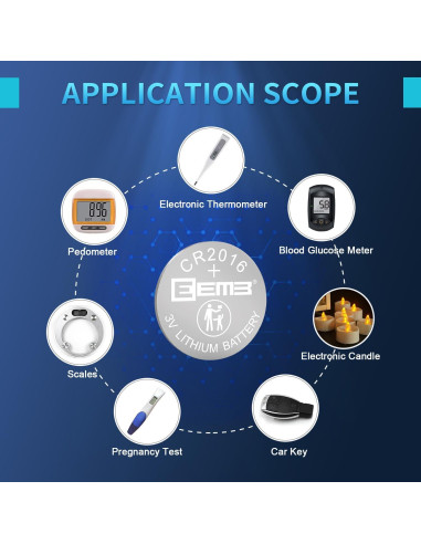 Paquete de 5 Baterías de Litio CR2016 EEMB 3V 85mAh
