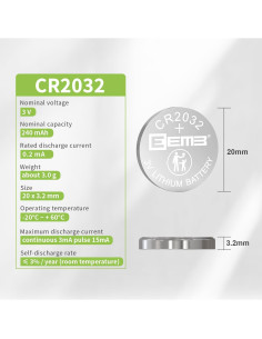 Baterías de Litio EEMB CR2032 - Paquete de 20 Unidades 3V 2