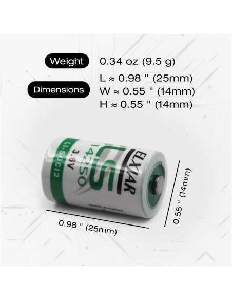 Paquete de 5 Baterías de Litio LS-14250 3.6V 1200mAh para Medidores