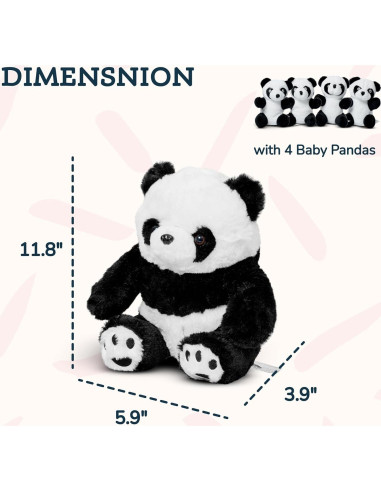 Panda de Peluche Gigante PixieCrush con 4 Panditas