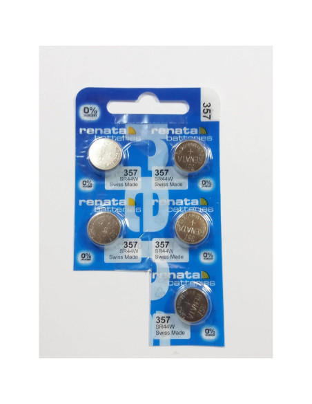 Baterías Renata 357 Óxido de Plata 0% Mercurio - Paquete de 5