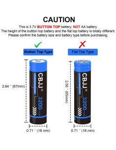 Batería Recargable 3.7V 18650 3200mAh CBJJ - Paquete de 2 2