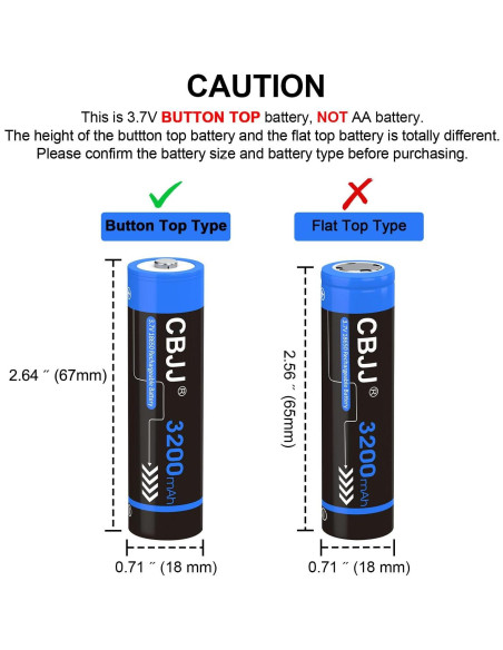 Batería Recargable 3.7V 18650 3200mAh CBJJ - Paquete de 2