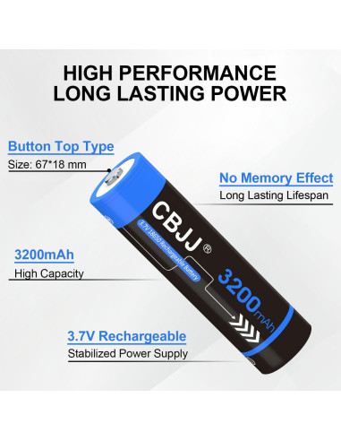 Batería Recargable 3.7V 18650 3200mAh CBJJ - Paquete de 2