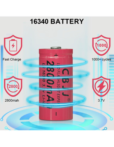 Batería Recargable Litio 3.7V 2800mAh CBJJ para Linterna