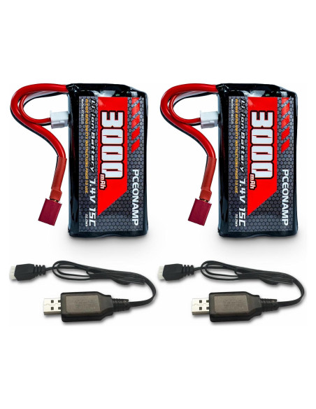 Batería Li-ion 7.4V 3000mAh PCEONAMP para coches RC 1/10 1/12 1/16