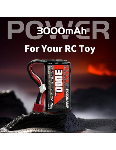 Batería Li-ion 7.4V 3000mAh PCEONAMP para coches RC 1/10 1/12 1/16