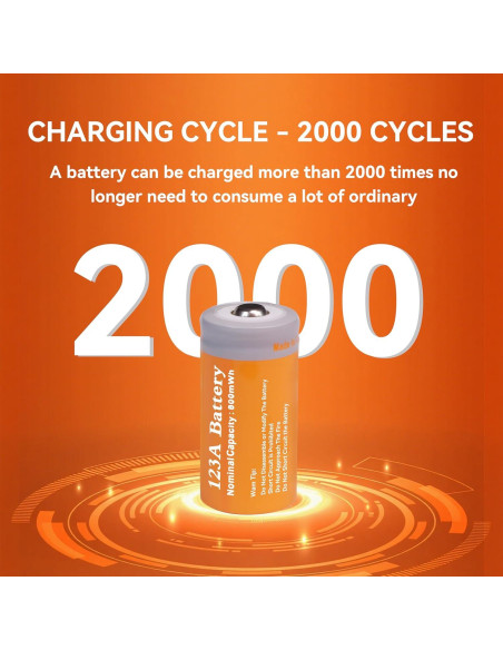 Baterías Recargables CR123A Horbupa Paquete de 4 - 3.7V 800mAh