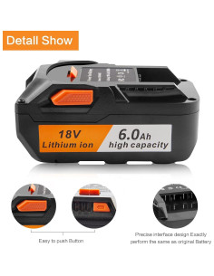 Batería de Litio 18V 6.0Ah Ridgid R840087 Reemplazo Herramientas 2