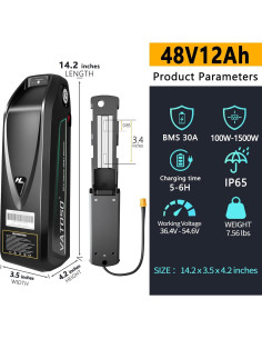 Batería de Litio 48V 12Ah VATOSO con BMS 30A y Cargador 2