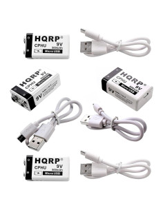 Baterías Recargables HQRP 9V 400mAh LI-ION 4-Pack