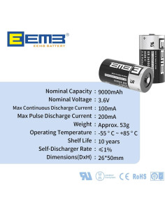 Batería de Litio C EEMB ER26500 3.6V 9000mAh No Recargable 2