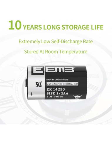 Baterías de Litio EEMB ER14250 3.6V 1200mAh Paquete de 10