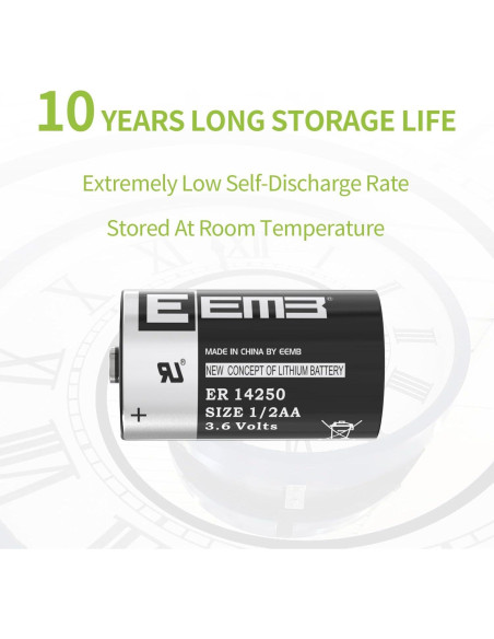 Baterías de Litio EEMB ER14250 3.6V 1200mAh Paquete de 10