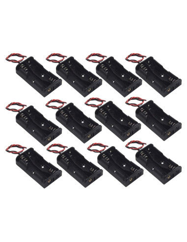 12 Soportes de Batería AA WAYLLSHINE con Cables - Negro