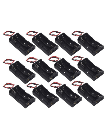 12 Soportes de Batería AA WAYLLSHINE con Cables - Negro