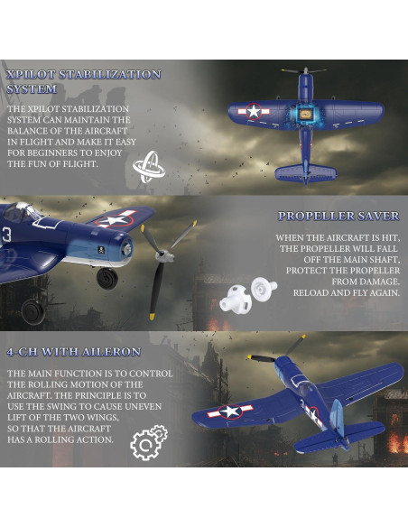 Avión RC GLUISEUR F4U Corsair 35.6 cm para Principiantes Avión RC GLUISEUR F4U Corsair 35.6 cm para Principiantes