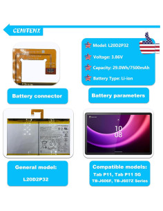 Batería L20D2P32 para Lenovo Tab P11 5G 7500mAh con Herramientas 2
