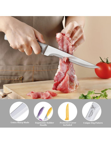 Set de 3 Cuchillos Deshuesadores MONGSEW de Acero Inoxidable 15.24 cm