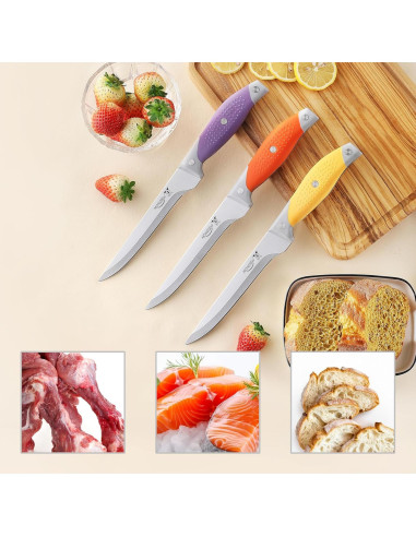 Set de 3 Cuchillos Deshuesadores MONGSEW de Acero Inoxidable 15.24 cm
