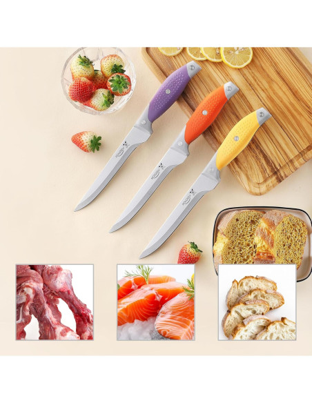 Set de 3 Cuchillos Deshuesadores MONGSEW de Acero Inoxidable 15.24 cm