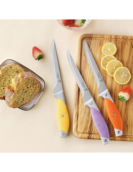 Set de 3 Cuchillos Deshuesadores MONGSEW de Acero Inoxidable 15.24 cm