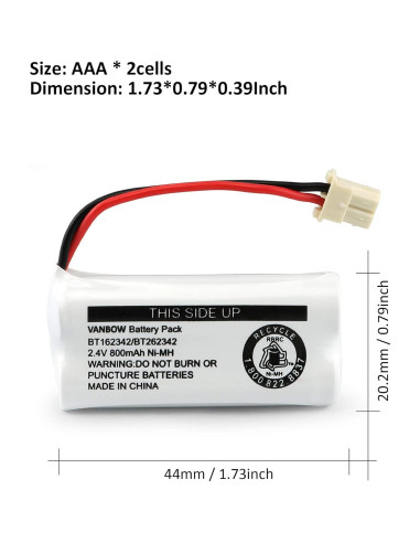 Batería Ni-MH 2.4V 800mAh VANBOW para Teléfonos Inalámbricos